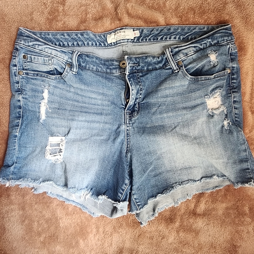 Light Blue Distressed Jean Shorts
